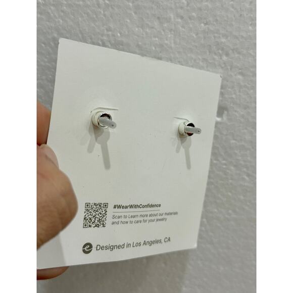 NWT Ettika Santorini Shell Silver Plated Studs Earrings Silver Plated Statement - Picture 5 of 5